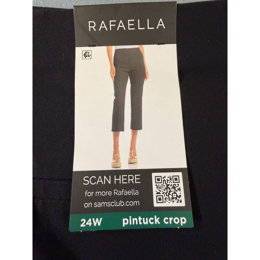 Rafaella Women 24W Black Pintuck Crop Pants Pull On Stretch Trousers LRBSG066